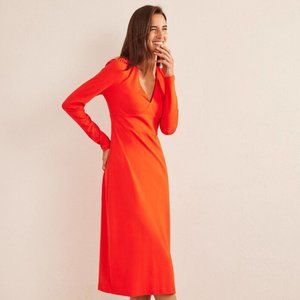 NWT BODEN - Bright Orange/Red Jersey Midi Tea Dress Size 20/22 Plus Size Dress